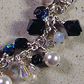 #814 Black & white swarovski & pearl dangle bracelet